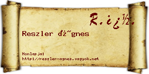 Reszler Ágnes névjegykártya